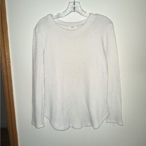 Cherish White Long Sleeve Ribbed Top